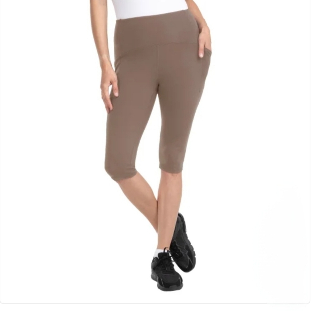 Spyder Active Capri Leggings Women's Size Small Brown Stretch With Pockets